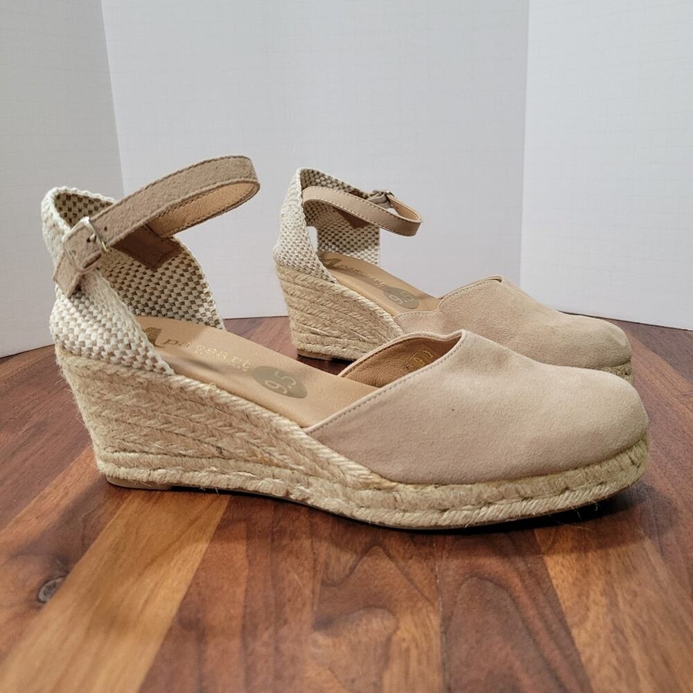 Apaseart Espardrille Wedge Heel Ankle Strap Leather Made in Spain Size 9.5